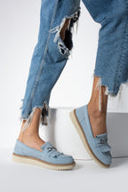 Turkuaz Kadın Loafer Püsküllü Günlük Rahat Ergonomik Ayakkabı