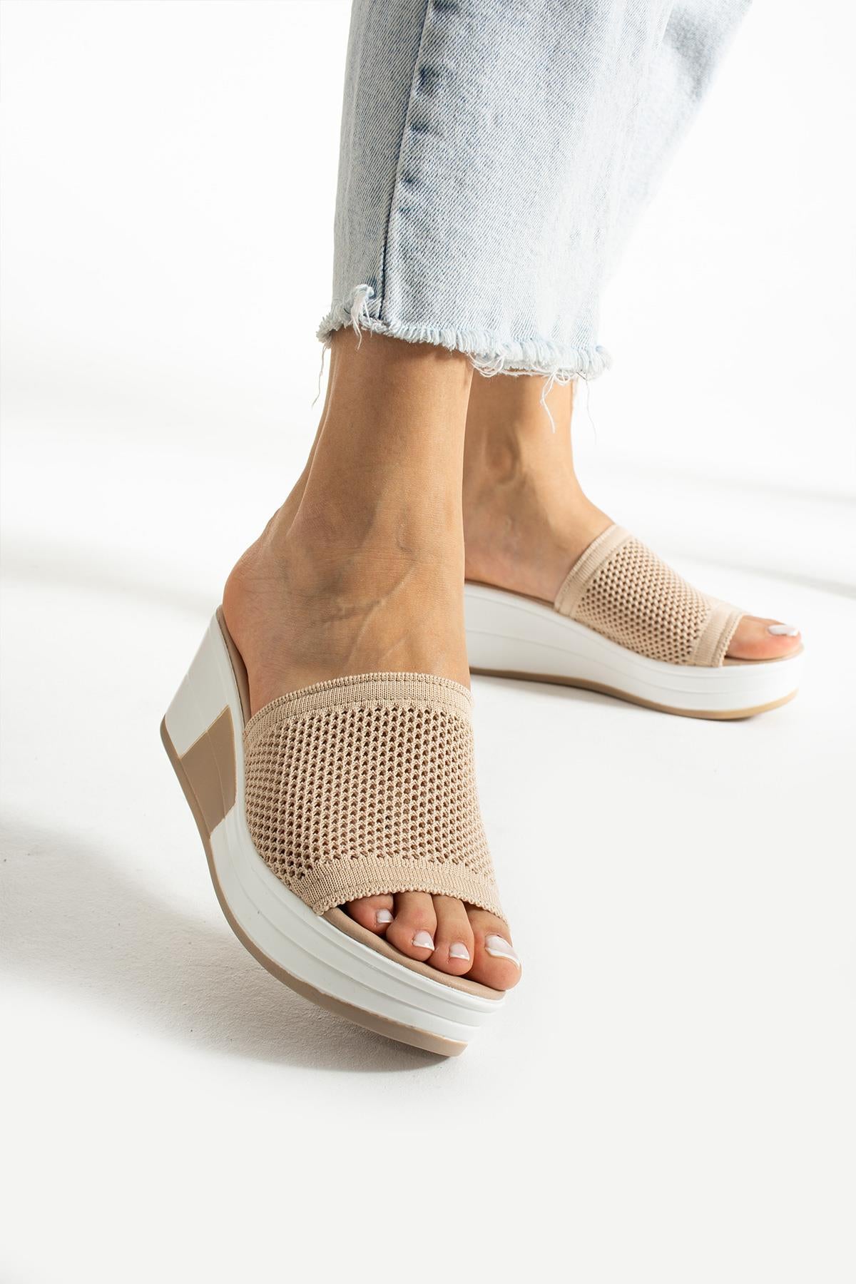 Vizon Dolgu Topuk Terlik Rahat Comfort (6cm)